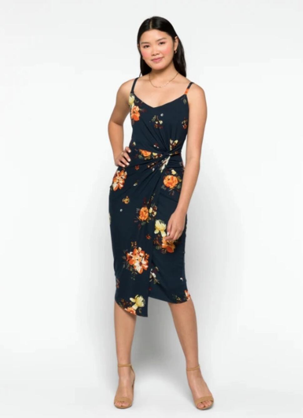 STITCH FIX Nine Britton Adrienne Black Stretch Jersey Midi Dress // S
